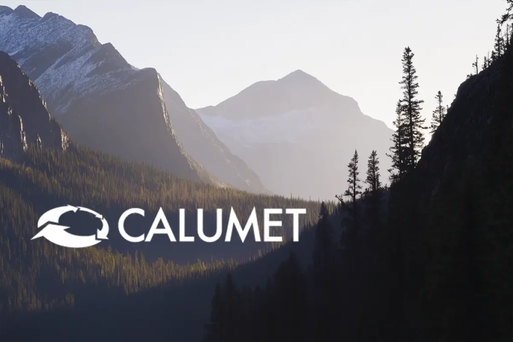 Calumet logo over image of Montana Mountains