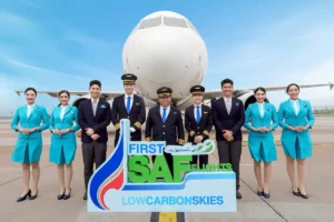 Bangkok Airways crew in front of aircraft