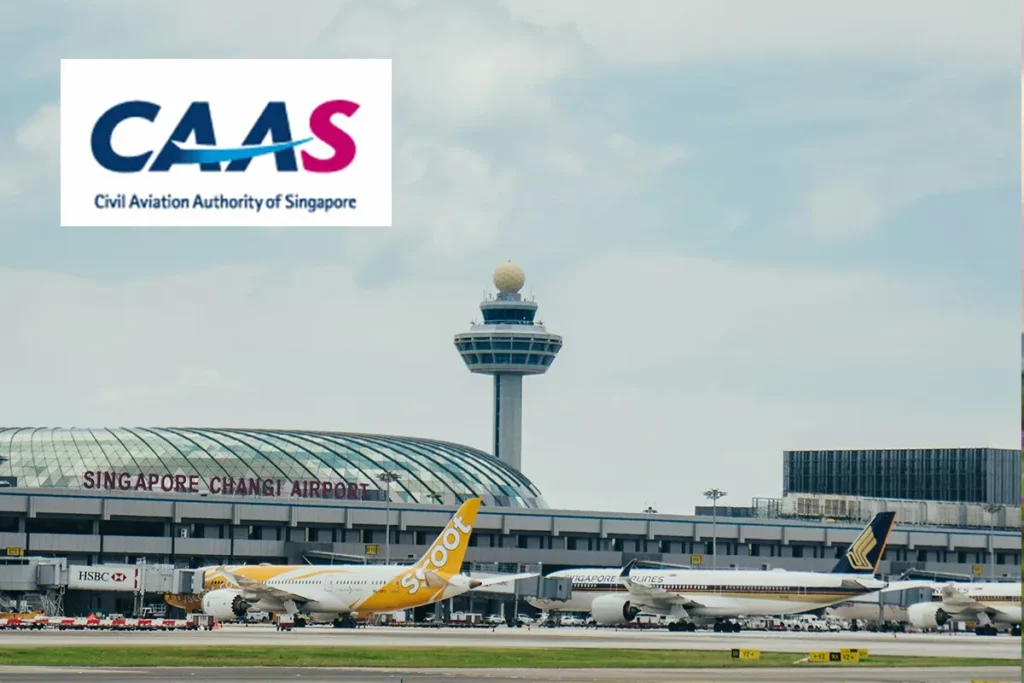 Singapore Changi Airport with CAAS logo overlay