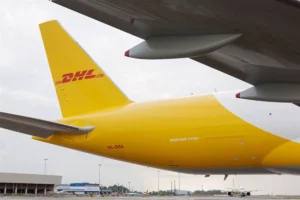 Tail of DHL aircraft